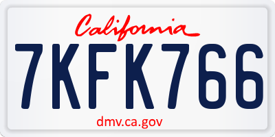 CA license plate 7KFK766