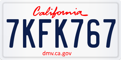 CA license plate 7KFK767