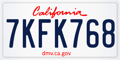 CA license plate 7KFK768