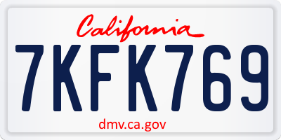 CA license plate 7KFK769