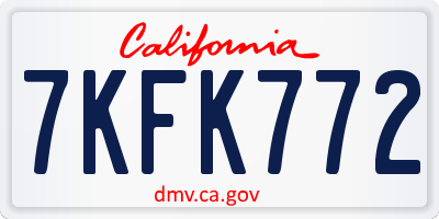 CA license plate 7KFK772