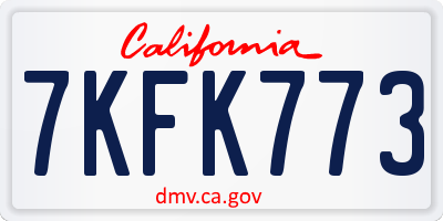 CA license plate 7KFK773