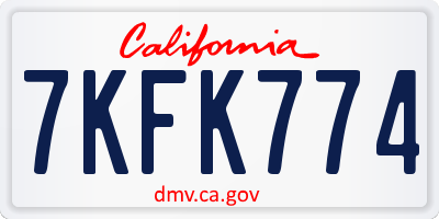 CA license plate 7KFK774