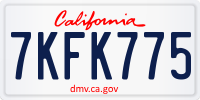 CA license plate 7KFK775