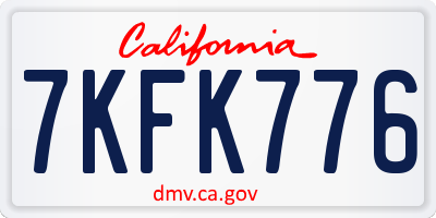 CA license plate 7KFK776