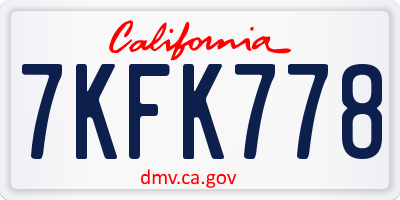 CA license plate 7KFK778