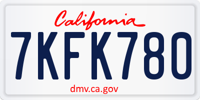 CA license plate 7KFK780