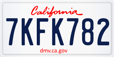 CA license plate 7KFK782