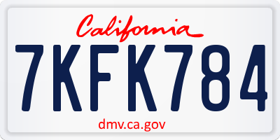 CA license plate 7KFK784