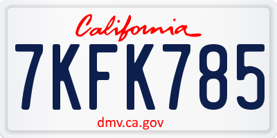 CA license plate 7KFK785