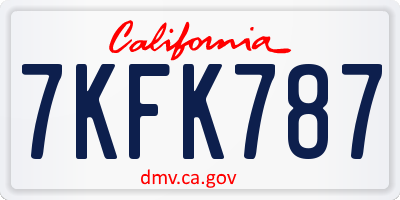 CA license plate 7KFK787