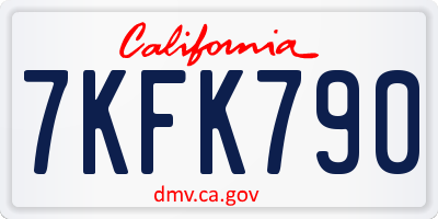 CA license plate 7KFK790
