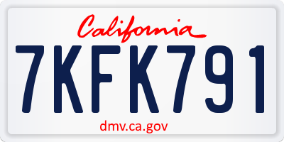 CA license plate 7KFK791