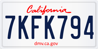CA license plate 7KFK794