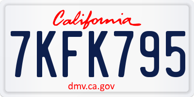 CA license plate 7KFK795