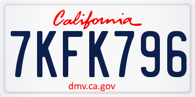 CA license plate 7KFK796