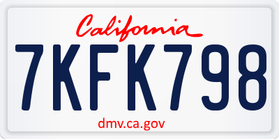 CA license plate 7KFK798