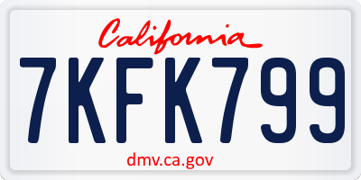 CA license plate 7KFK799