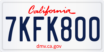 CA license plate 7KFK800