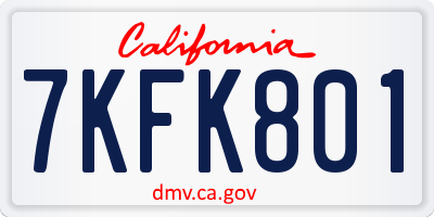 CA license plate 7KFK801