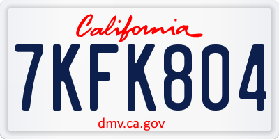 CA license plate 7KFK804