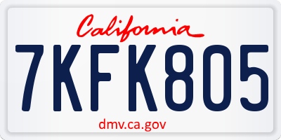 CA license plate 7KFK805