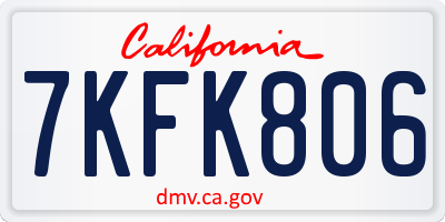 CA license plate 7KFK806