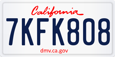 CA license plate 7KFK808