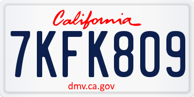 CA license plate 7KFK809
