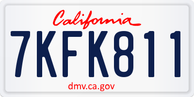 CA license plate 7KFK811