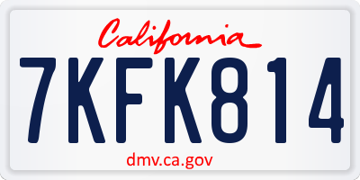 CA license plate 7KFK814