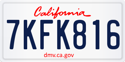 CA license plate 7KFK816