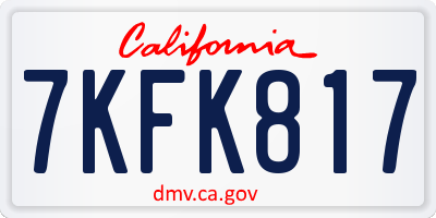 CA license plate 7KFK817