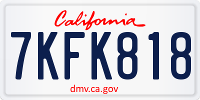CA license plate 7KFK818