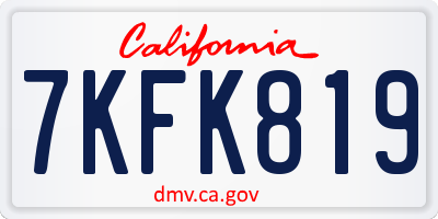 CA license plate 7KFK819