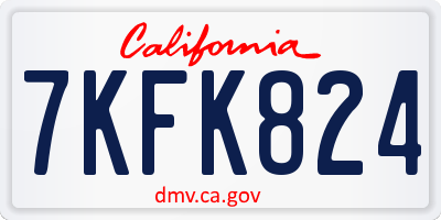 CA license plate 7KFK824