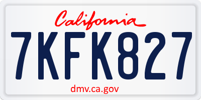 CA license plate 7KFK827