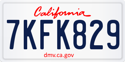 CA license plate 7KFK829