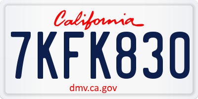CA license plate 7KFK830