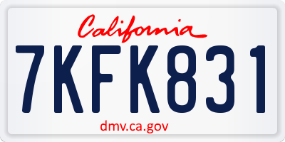CA license plate 7KFK831