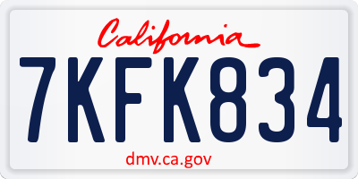 CA license plate 7KFK834