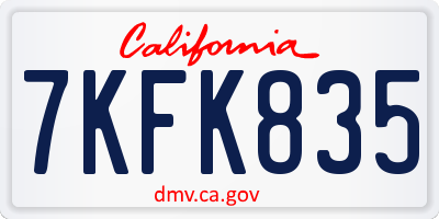 CA license plate 7KFK835
