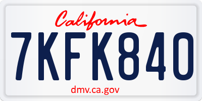 CA license plate 7KFK840