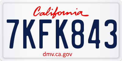 CA license plate 7KFK843