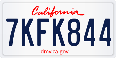 CA license plate 7KFK844