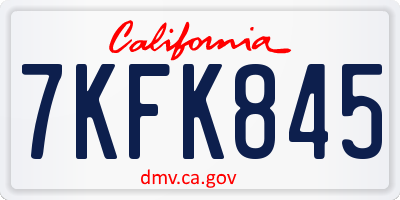 CA license plate 7KFK845