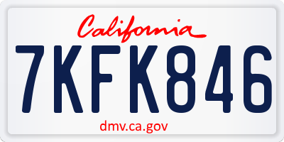CA license plate 7KFK846