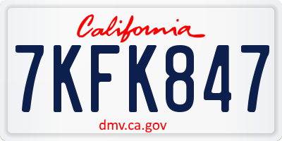CA license plate 7KFK847