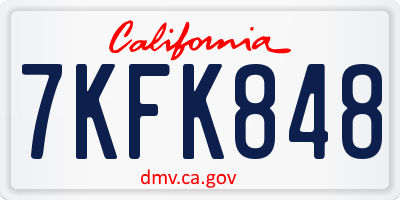 CA license plate 7KFK848