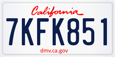 CA license plate 7KFK851